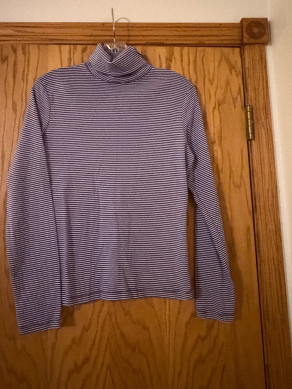 Talbots Purple and White Striped Turtleneck Top